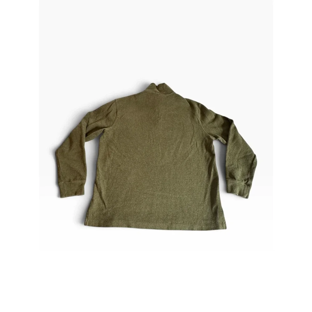 Polo Ralph Lauren Quarter Zip Pullover Mens L Olive Green Cotton Logo EUC